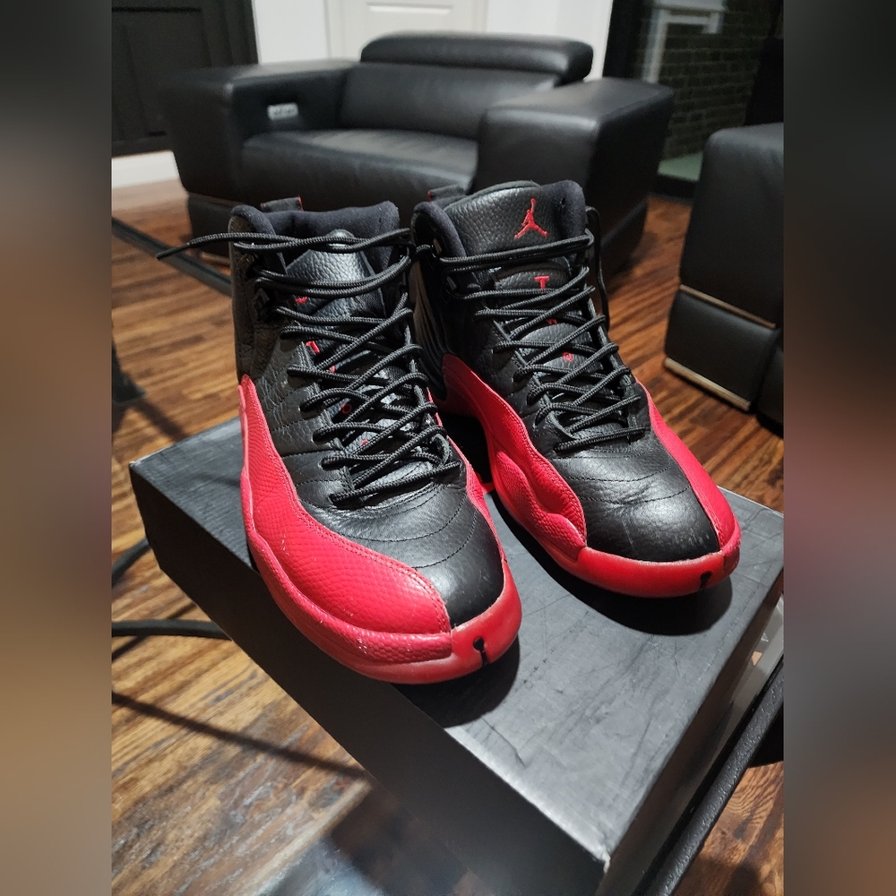 Jordan 12 Flu Game - Black/Red - Size 10 (Mens)